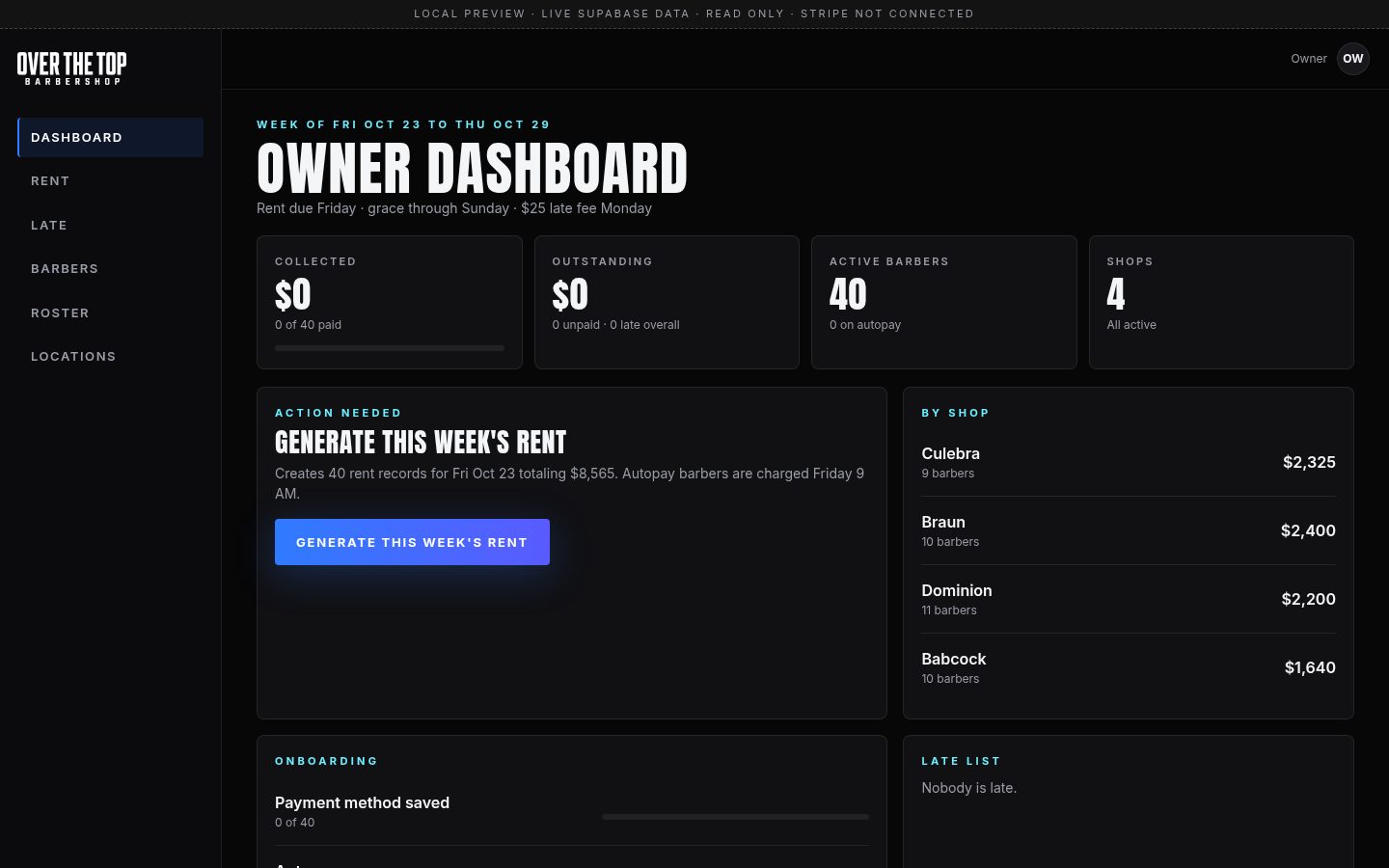 OTT Barbershop rent app screenshot