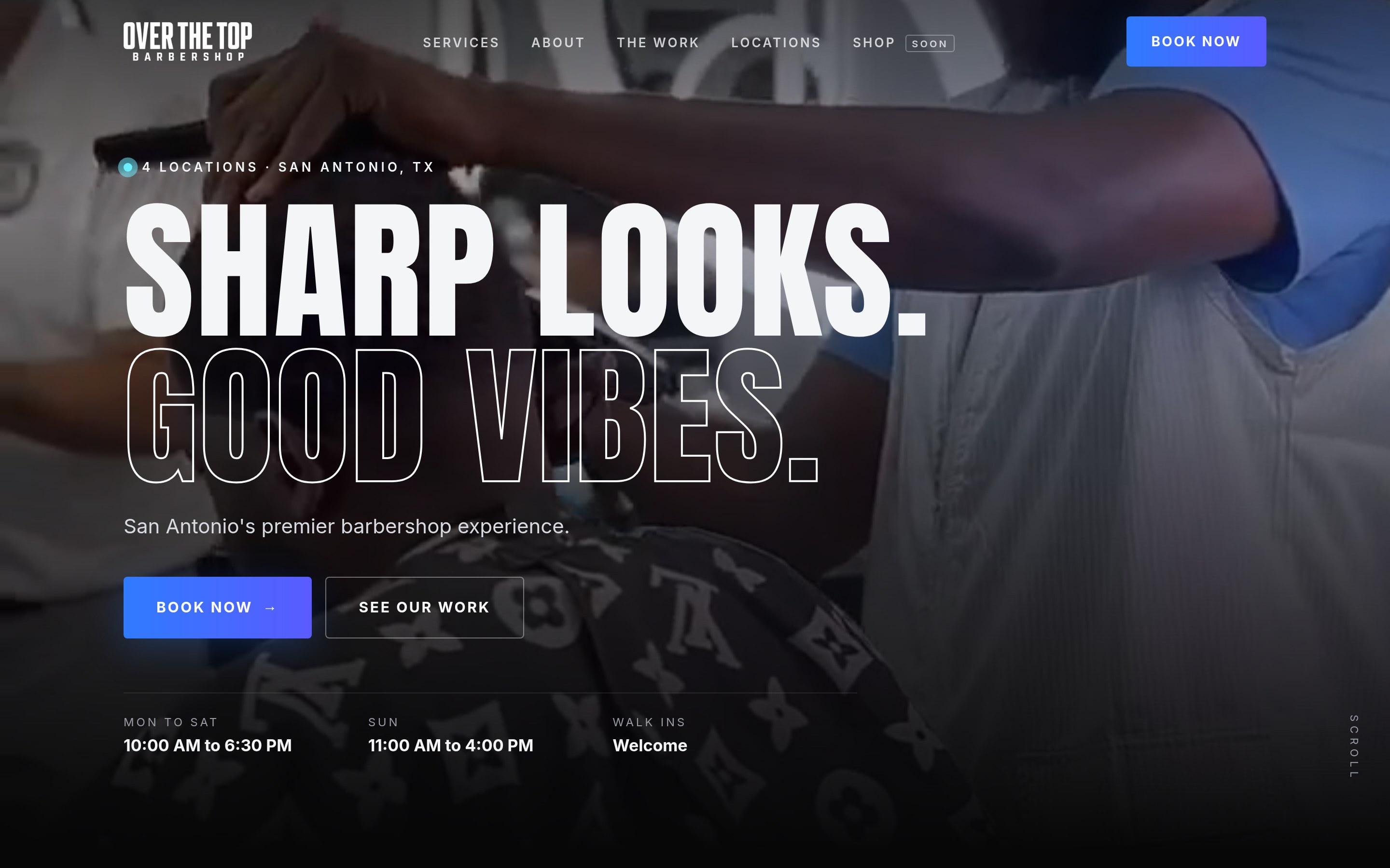 OTT Barbershop website on desktop